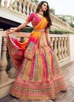 Banarasi Silk Multi Colour Bridal Wear Embroidery Work Lehenga Choli